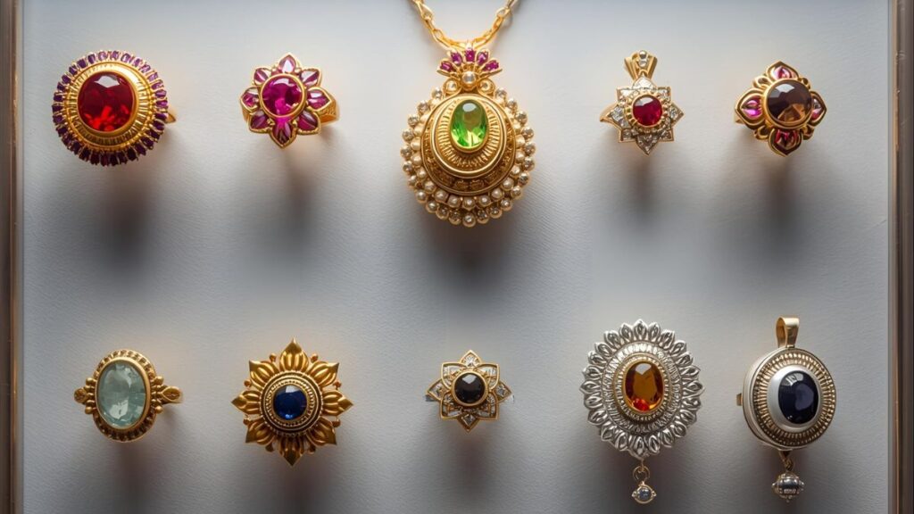 ๐ The Art & Soul of Customized Mystic Jewelry Product showcase image: MKR Heritage customized gemstone pendants and rings.