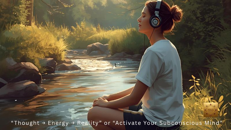 ๐ How Custom Affirmations Work Scientifically to Manifest Desires and Goals | Quantum Science Explained Calm person meditating in nature while listening to personalized affirmations โ activating subconscious mind through sound, vibration, and intention.