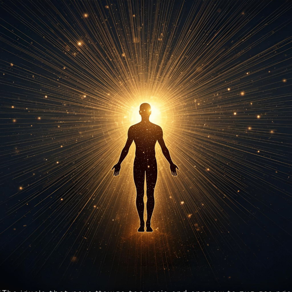 ๐ How Custom Affirmations Work Scientifically to Manifest Desires and Goals | Quantum Science Explained Radiant human figure surrounded by golden energy aura โ symbolizing alignment of mind, body, and soul through powerful affirmations and quantum energy fields.